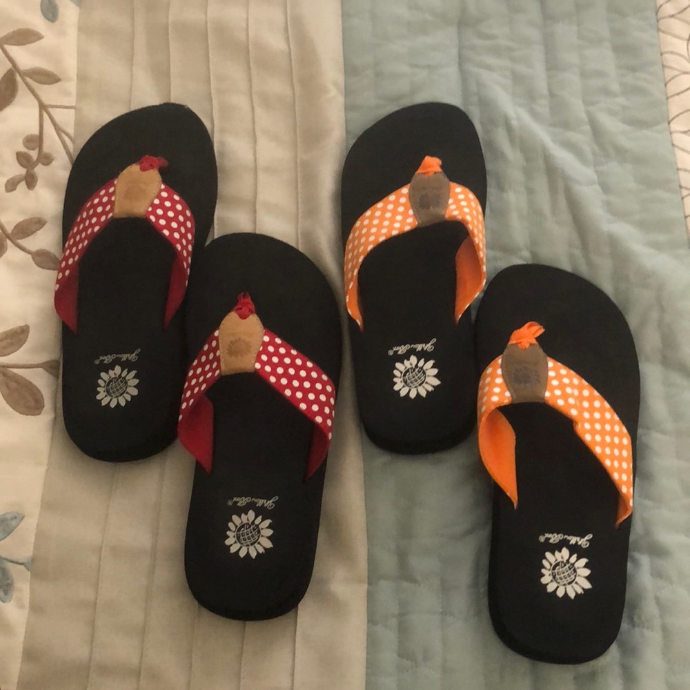 Yellow box flip flops size 7
